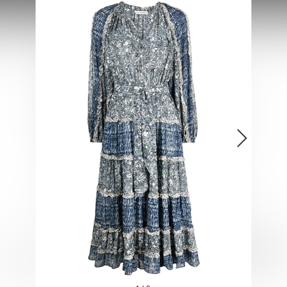 ULLA JOHNSON
Blue midi dress "Anzu" with print. LIKE NEW